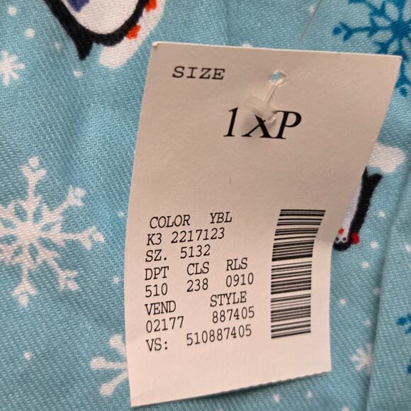 NWT Women's 1XP Penguin Snowflake PJ Pants Lounge Fashion Bug Blue Cotton - Picture 13 of 13